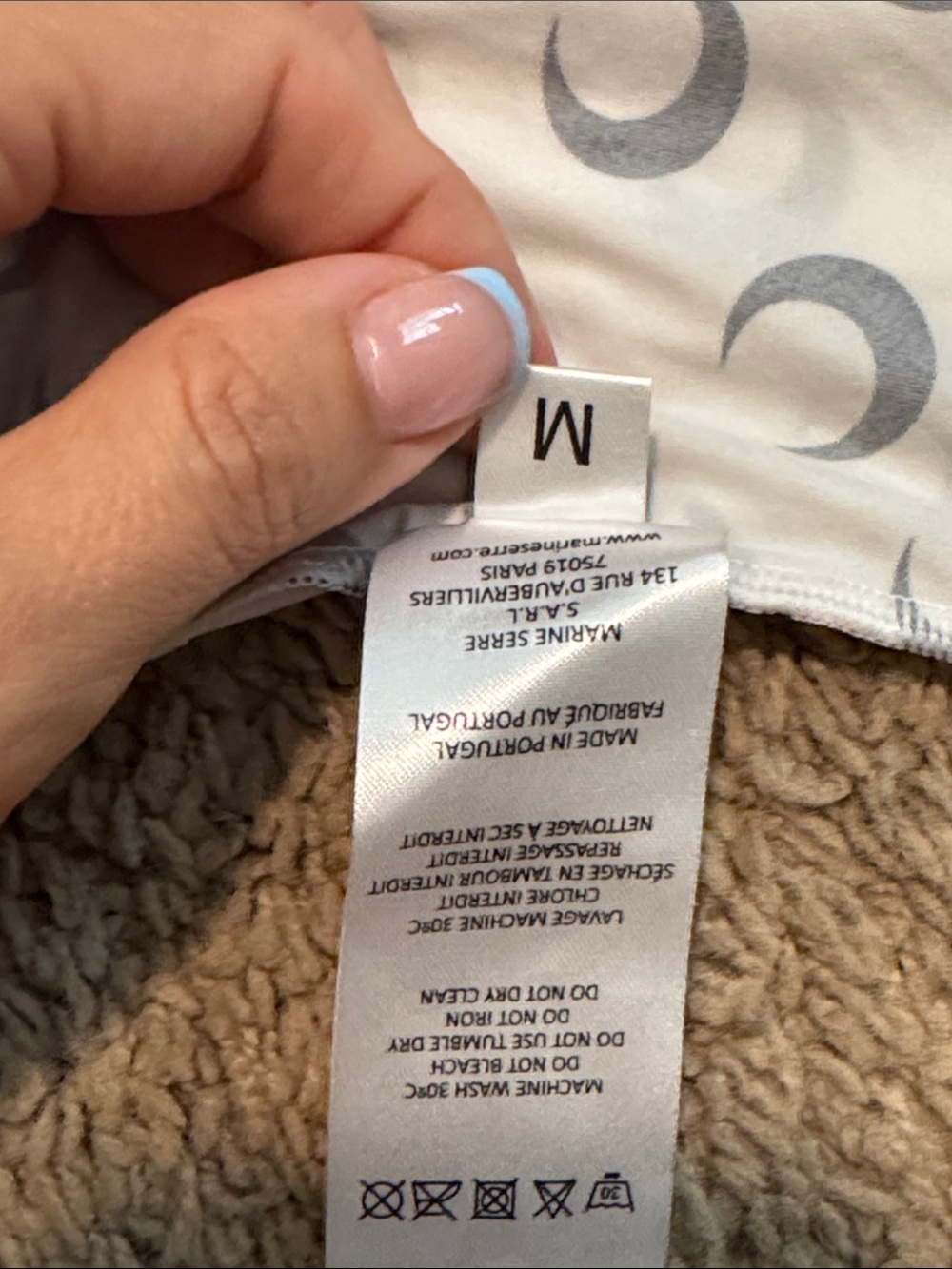 Marine Serre Black Crescent-Print White Long Sleeve Top - Picture 6 of 6